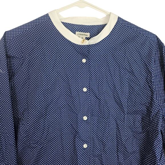 J Peterman Top Polka Dot Blouse Button Up Blouse Long Sleeve Blouse Blue 18 - Picture 2 of 8